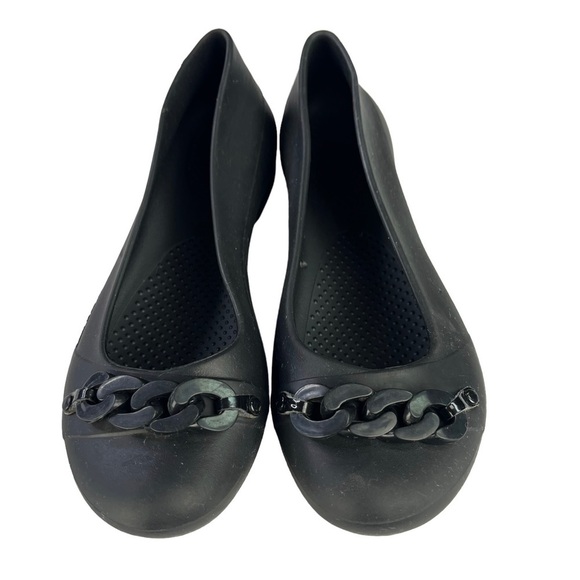 Crocs Gianna Black Chain Link Slip On Ballet Shoes Womens Size 8 - Picture 5 of 10